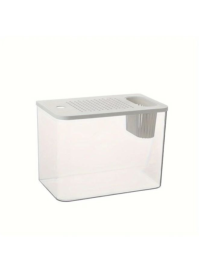 خزان أسماك حديث ذو غطاء أبيض مستطيل الشكل، حوض مائي مصنوع من مادة البولي إيثيلين المتينة، مناسب للمياه العذبة والمالحة. - Image 5